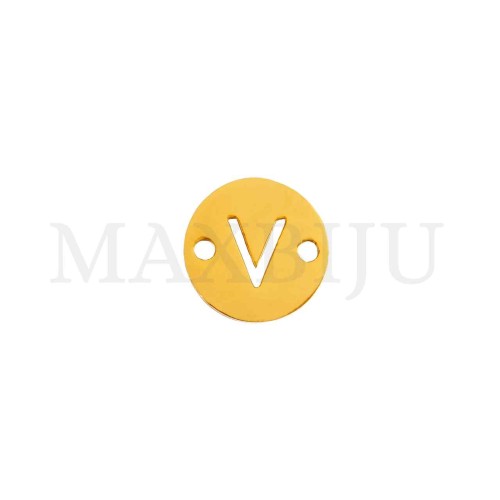 Steel 12mm Round Bracelet Medal Letter