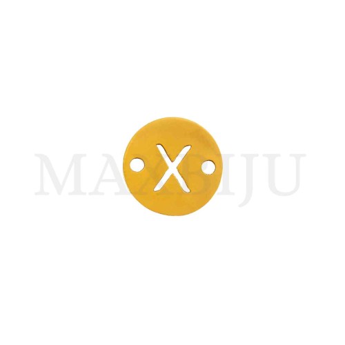 Steel 12mm Round Bracelet Medal Letter