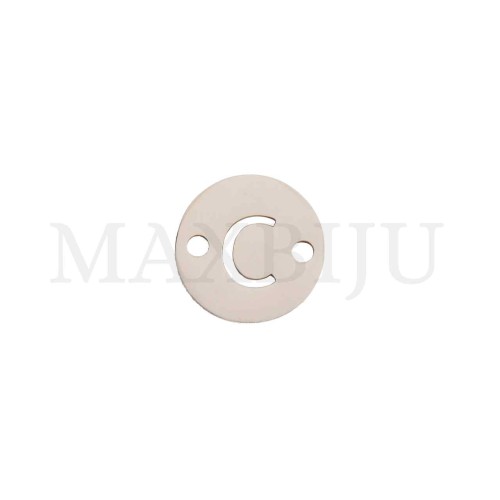 Steel 12mm Round Bracelet Medal Letter