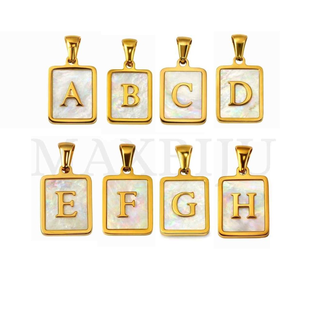 Stainless Steel Medal Letters Pendant 12x18mm
