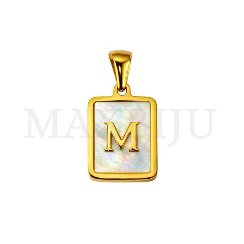 Stainless Steel Medal Letters Pendant 12x18mm