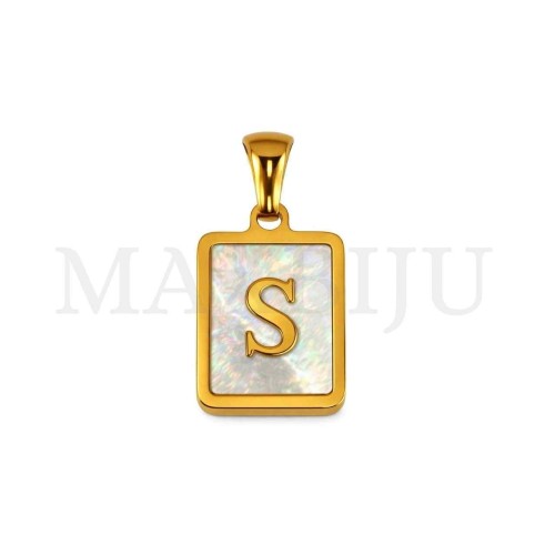 Stainless Steel Medal Letters Pendant 12x18mm