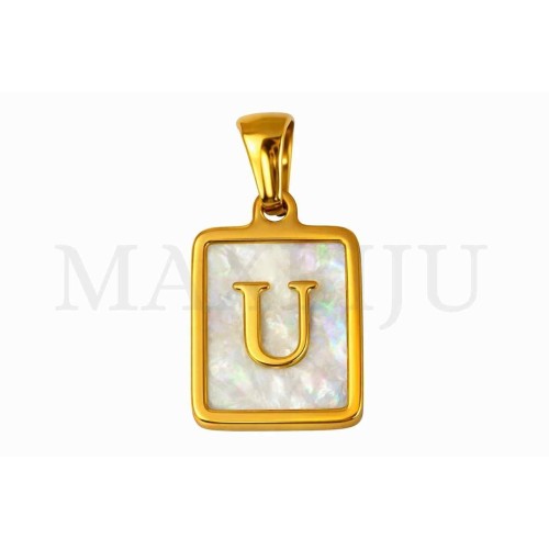 Stainless Steel Medal Letters Pendant 12x18mm