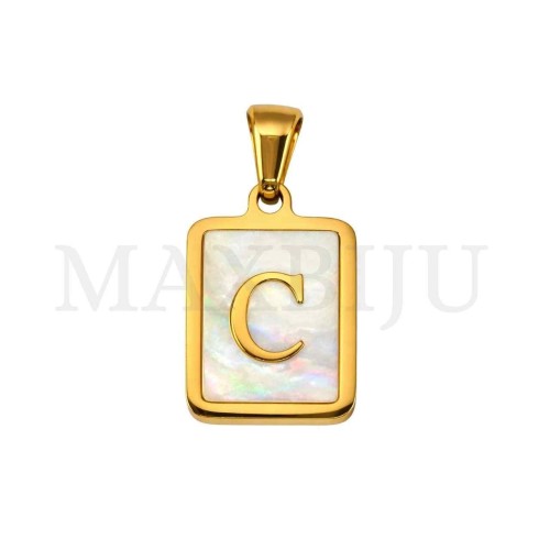 Stainless Steel Medal Letters Pendant 12x18mm