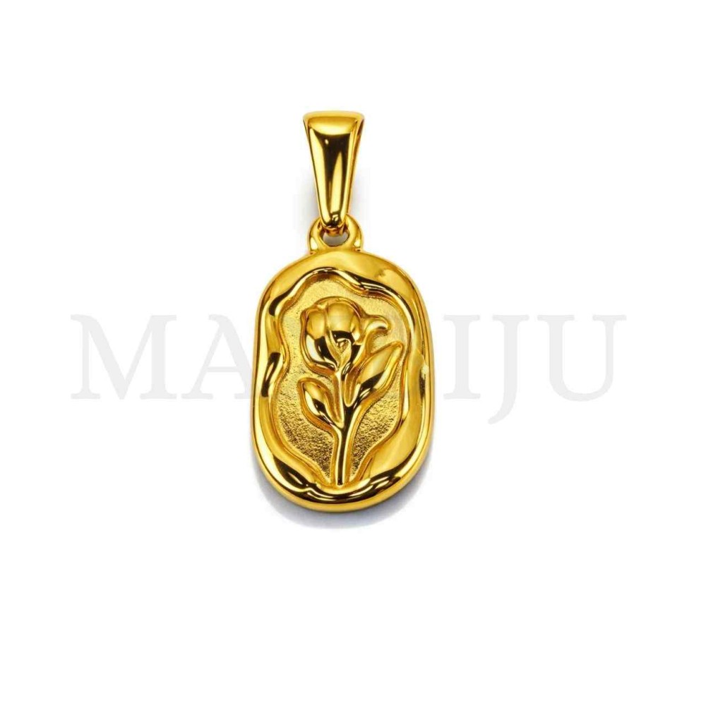 Stainless Steel Rose Pendant 13x21mm