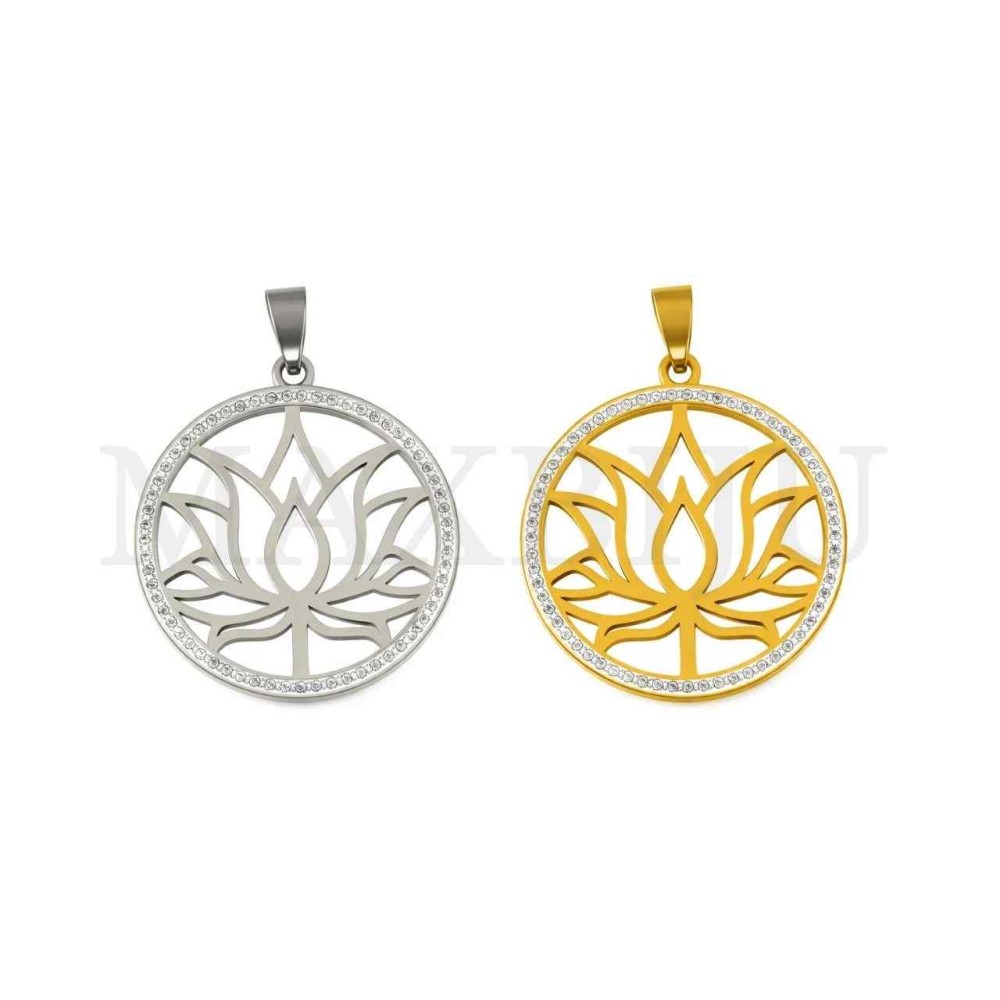 Stainless Steel Lotus Pendant 35mm