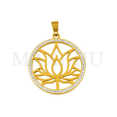 Stainless Steel Lotus Pendant 35mm