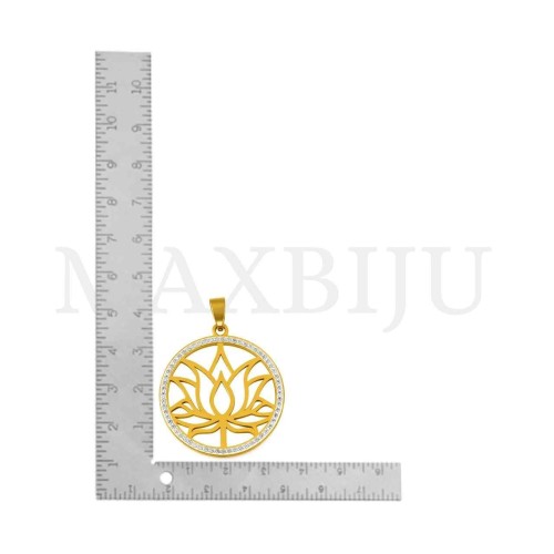 Stainless Steel Lotus Pendant 35mm