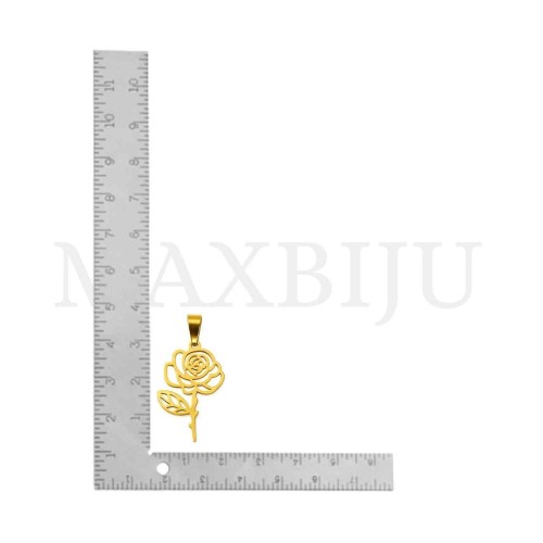 Stainless Steel Rose Pendant 19x32mm