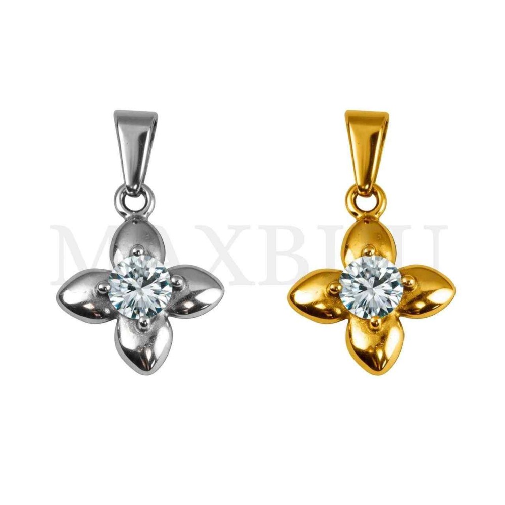 Stainless Steel Flower Pendant 14x18mm