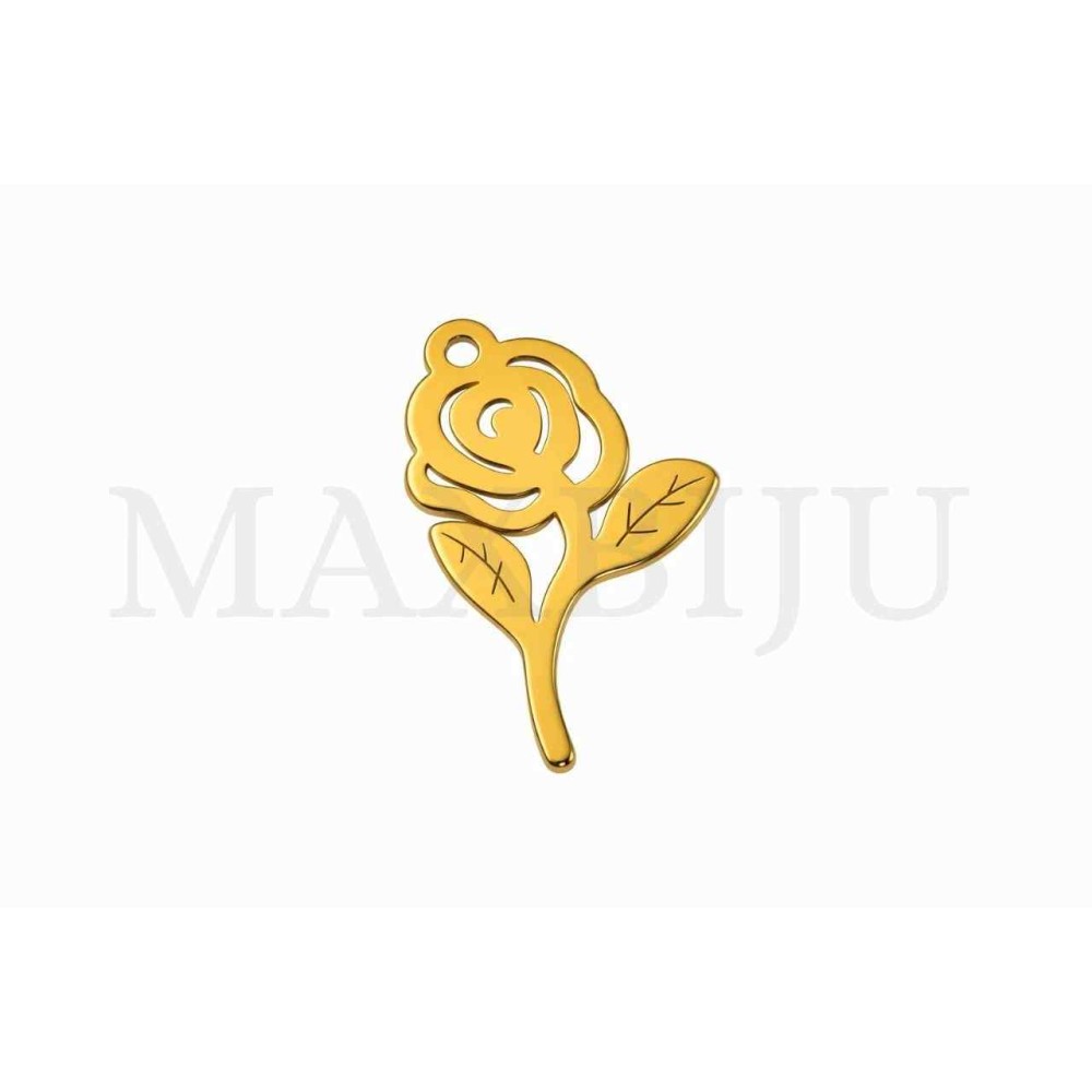Stainless Steel Rose Pendant 10x15mm