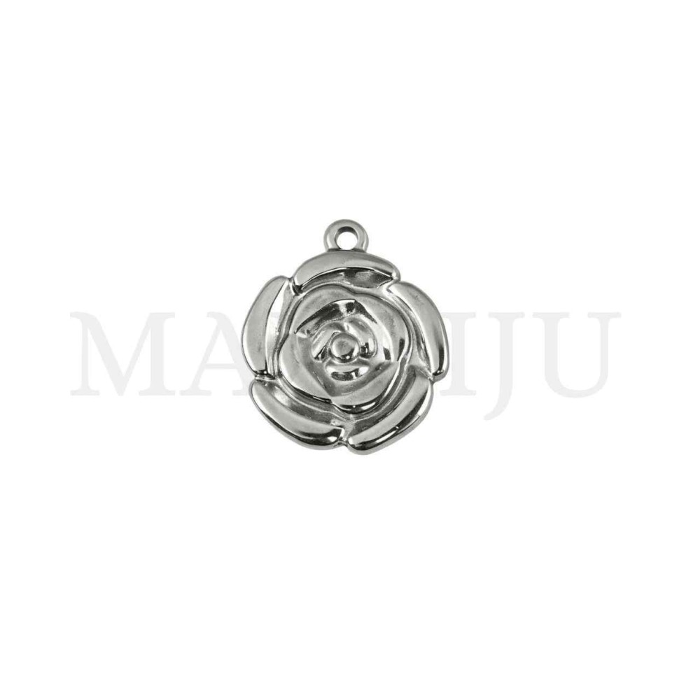 Stainless Steel Rose Pendant 20x24mm