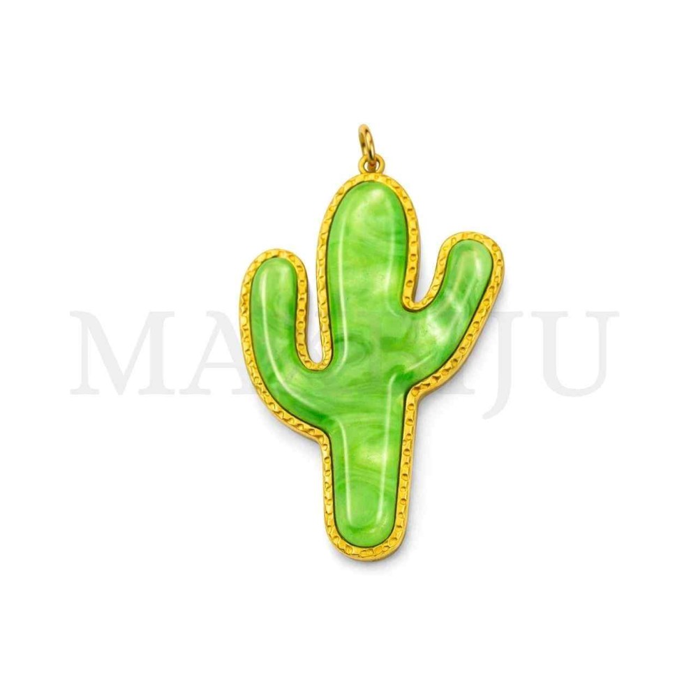 Stainless Steel Cactus Pendant 26x42mm