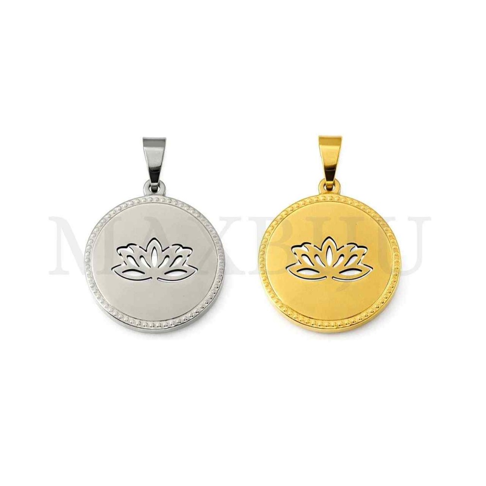 Stainless Steel Lotus Pendant 20mm