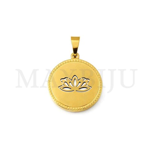 Stainless Steel Lotus Pendant 20mm