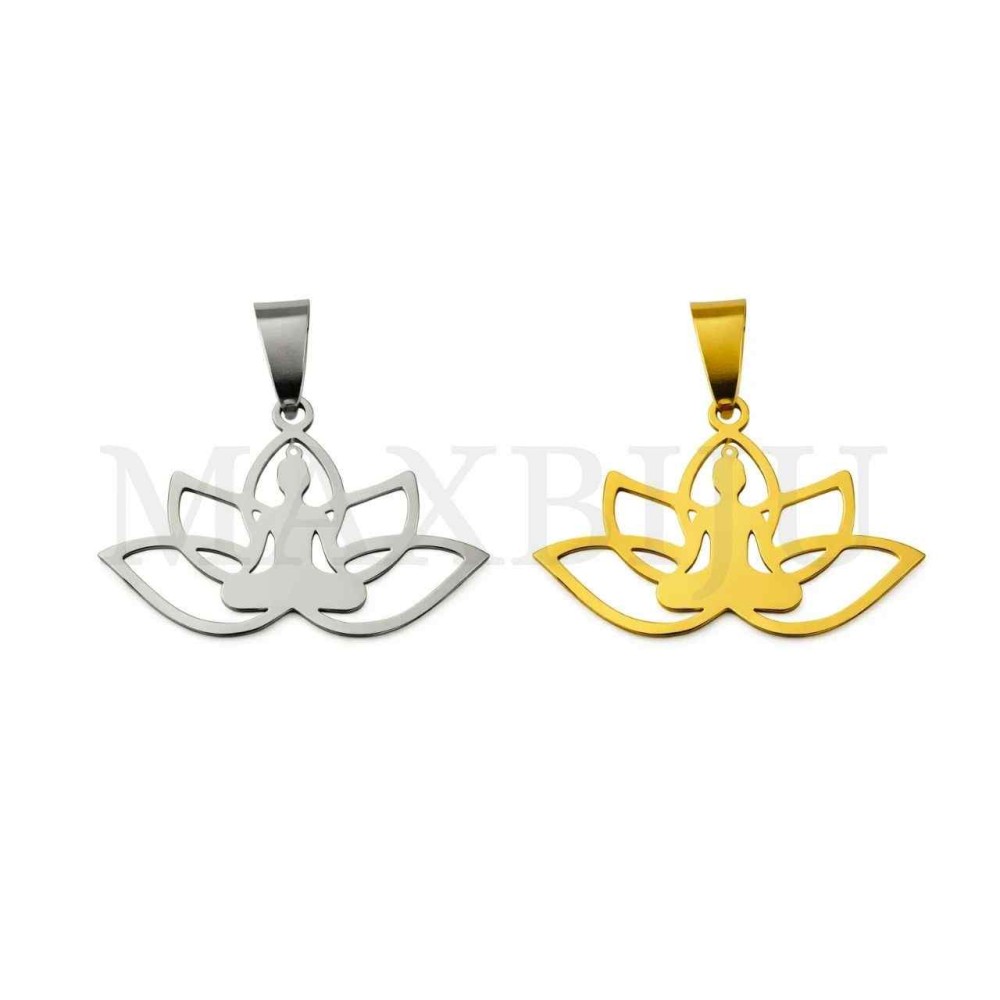 Stainless Steel Lotus Pendant 30x20mm