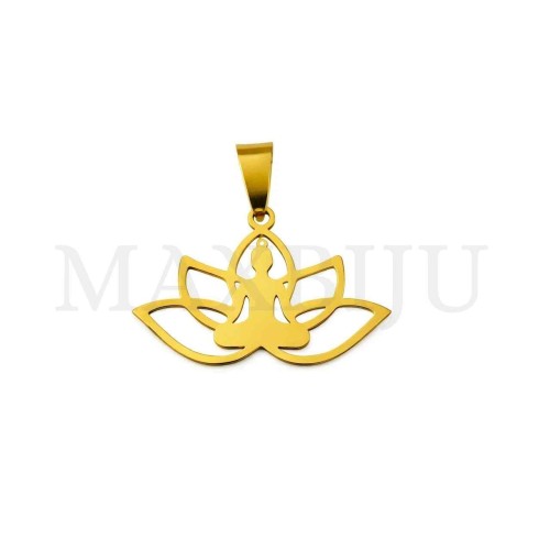Stainless Steel Lotus Pendant 30x20mm