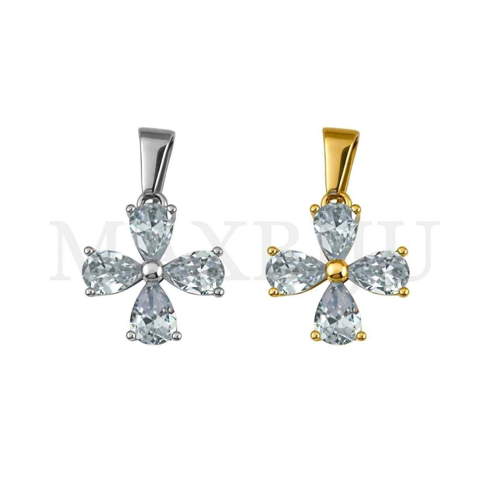 Stainless Steel Flower Pendant 16x18mm