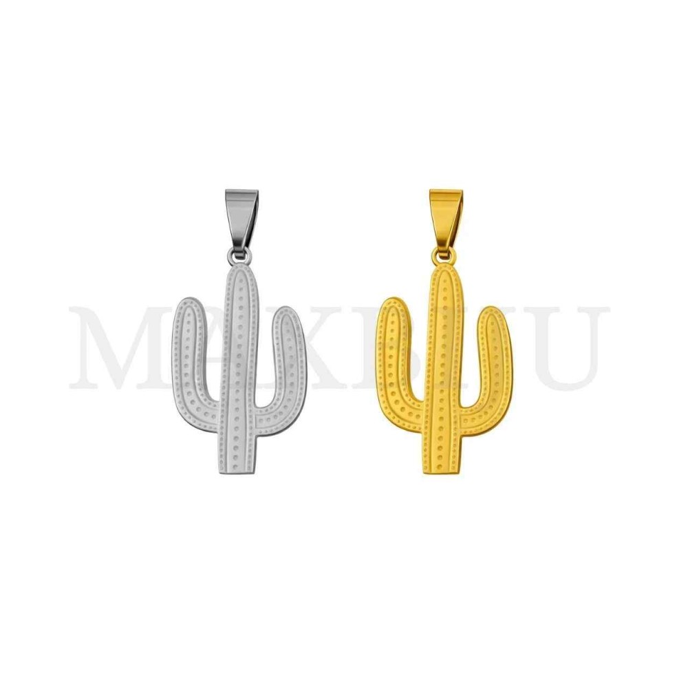 Stainless Steel Cactus Pendant 19x33mm