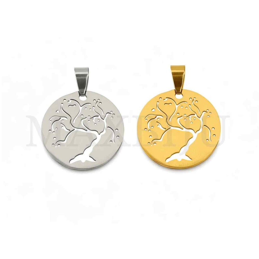 Stainless Steel Tree Pendant 25mm