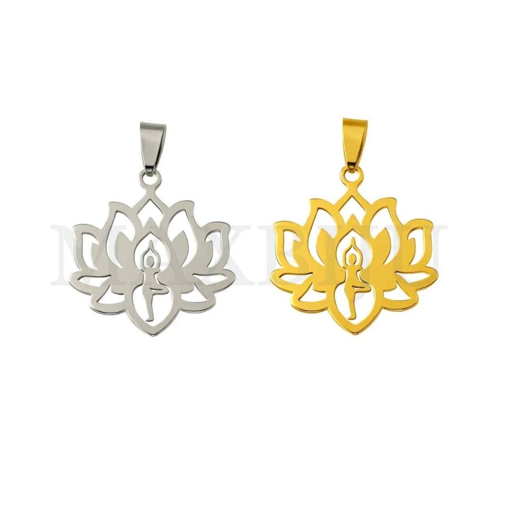 Stainless Steel Lotus Pendant 28x30mm