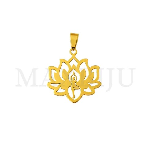 Stainless Steel Lotus Pendant 28x30mm