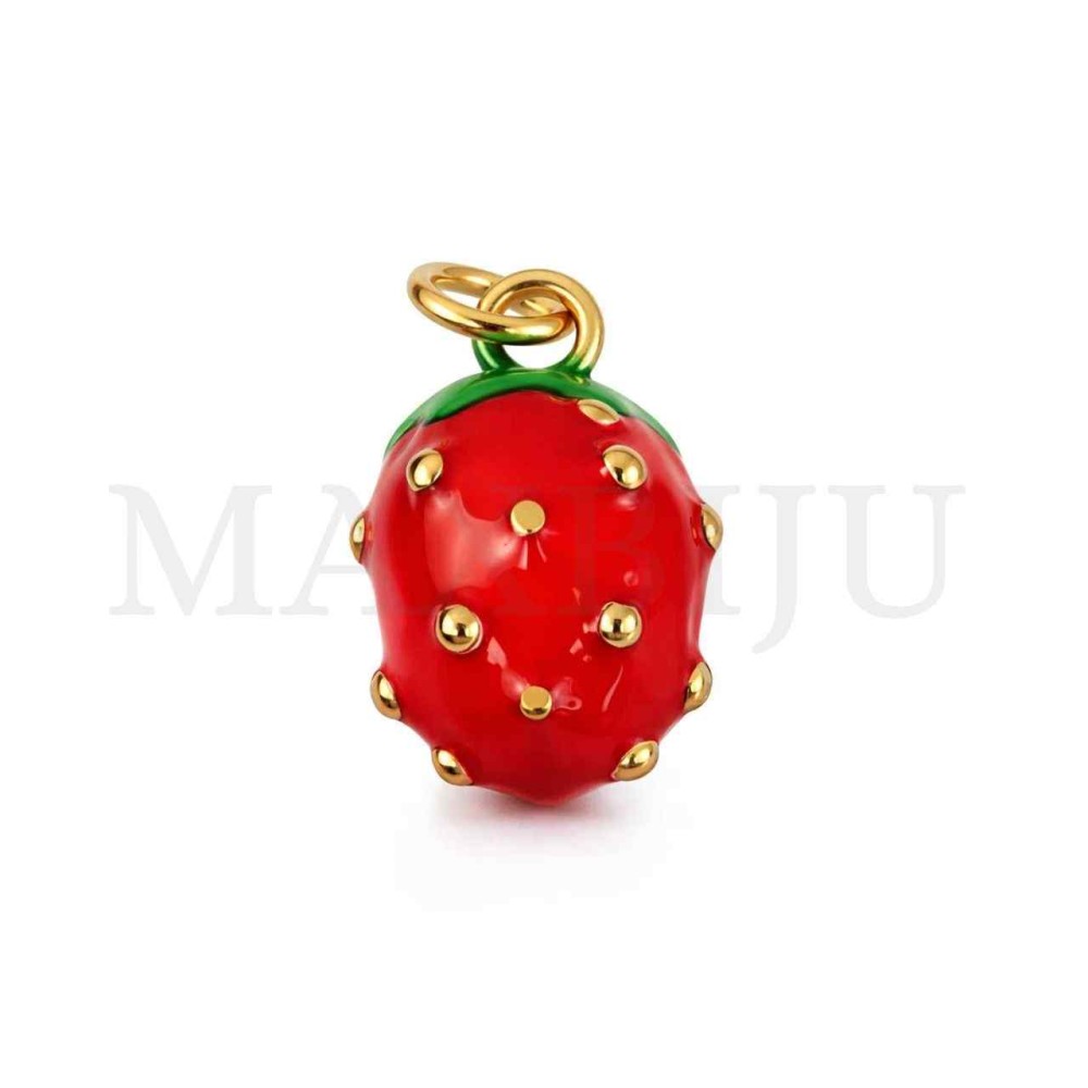 Stainless Steel Strawberry Pendant 8x12mm
