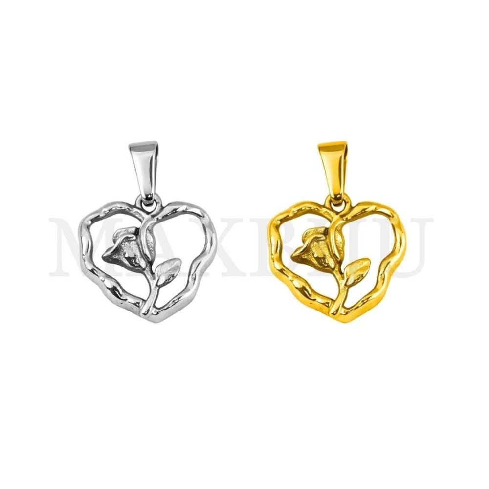 Stainless Steel Rose Pendant 18x16mm