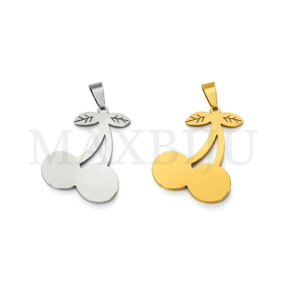 Stainless Steel Cherry Pendant 21x27mm