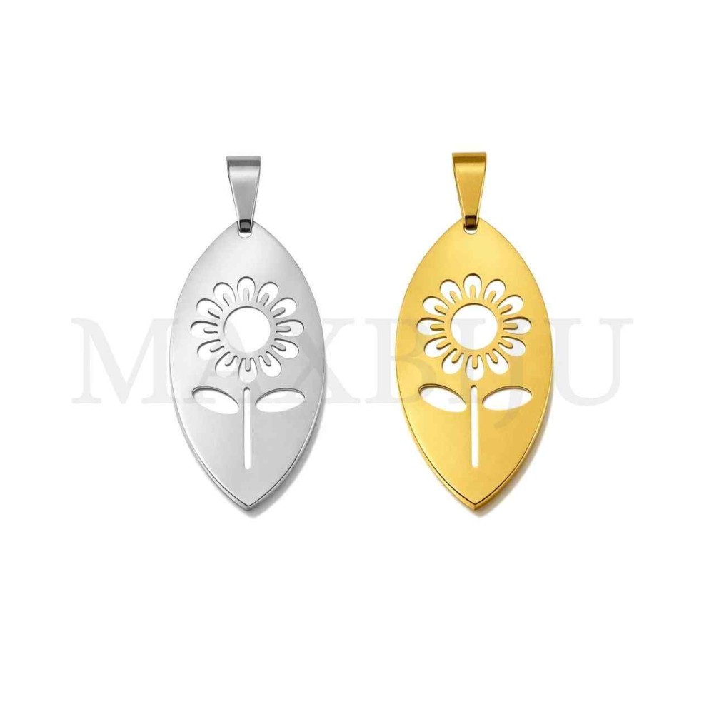 Stainless Steel Flower Pendant 16x30mm