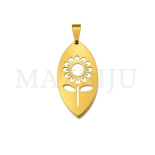 Stainless Steel Flower Pendant 16x30mm