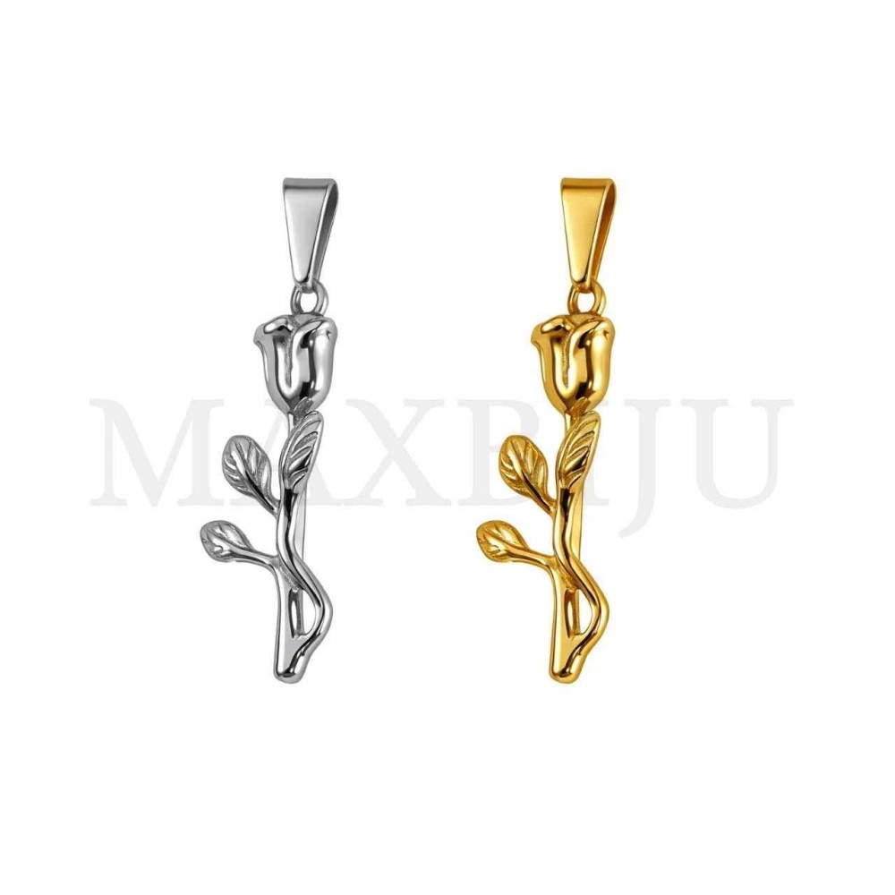 Stainless Steel Rose Pendant 10x30mm