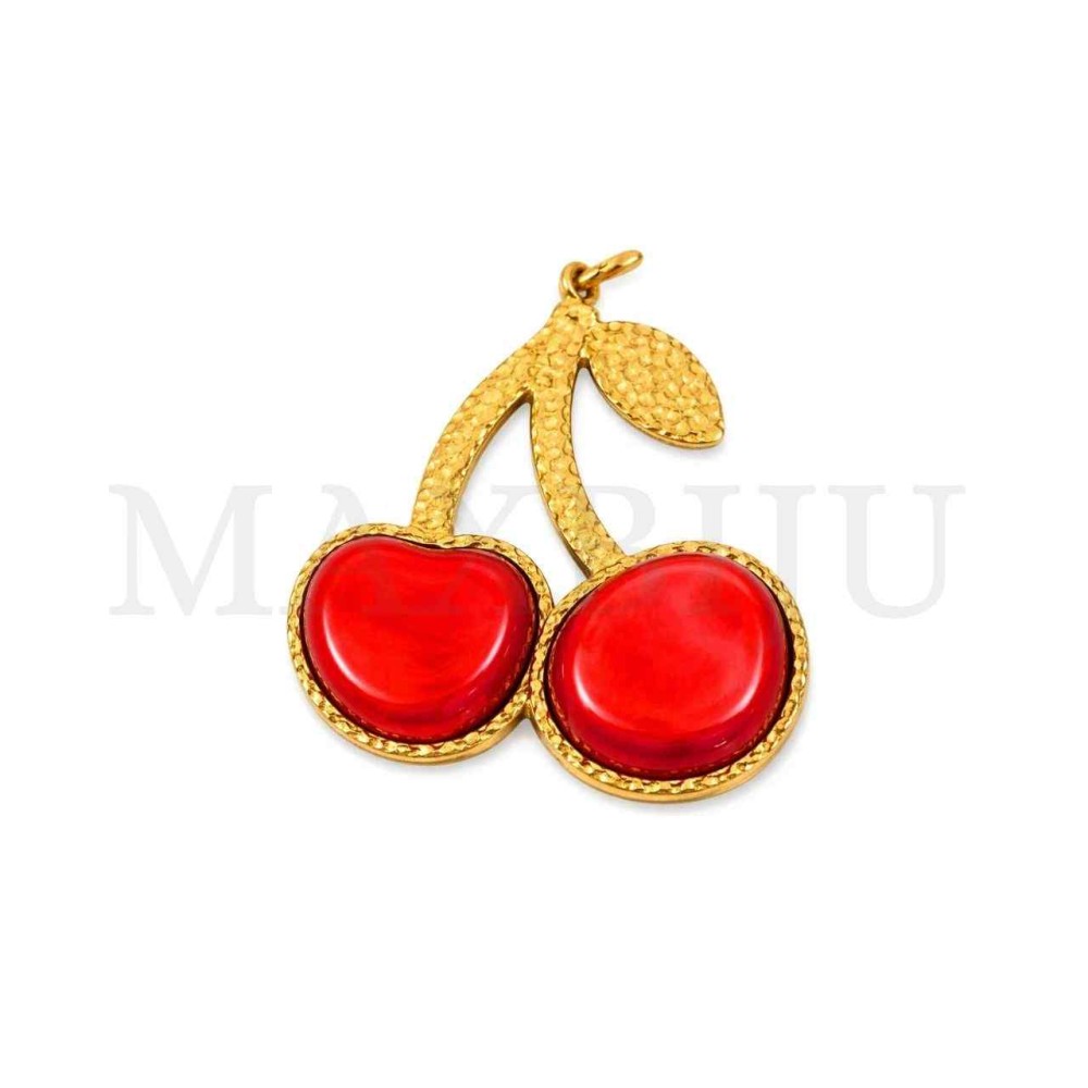 Stainless Steel Cherry Pendant 34x38mm