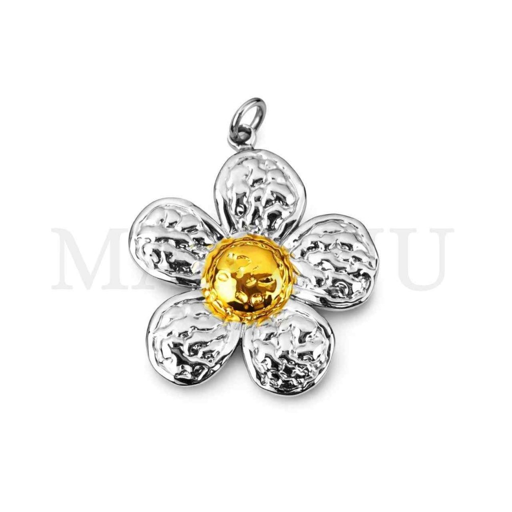 Stainless Steel Flower Pendant 25x28mm