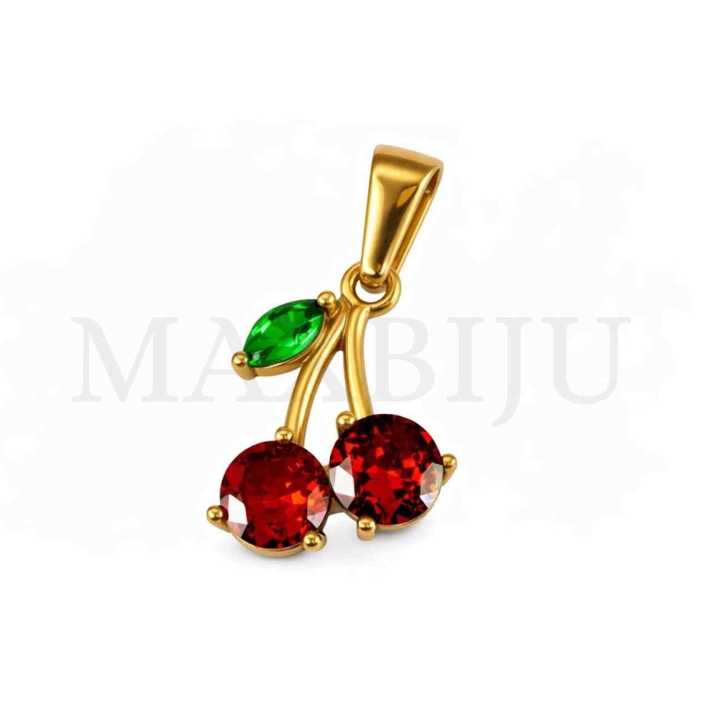 Stainless Steel Cherry Pendant 13x17mm