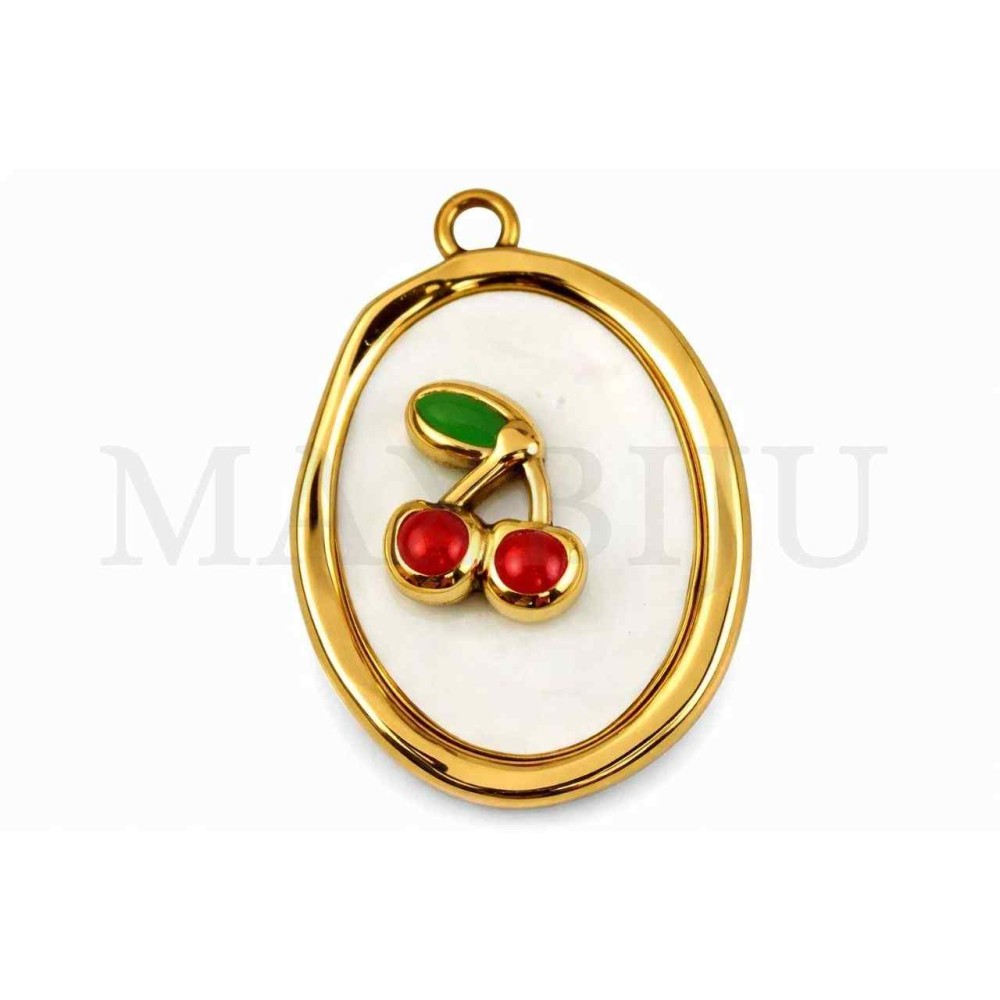 Stainless Steel Cherry Pendant 16x23mm