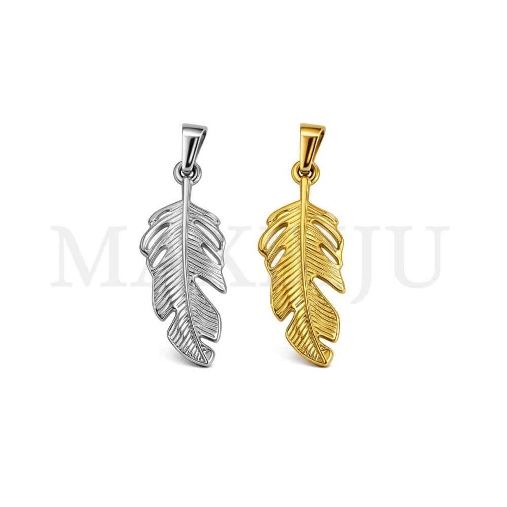 Stainless Steel Plant Pendant 14x34mm