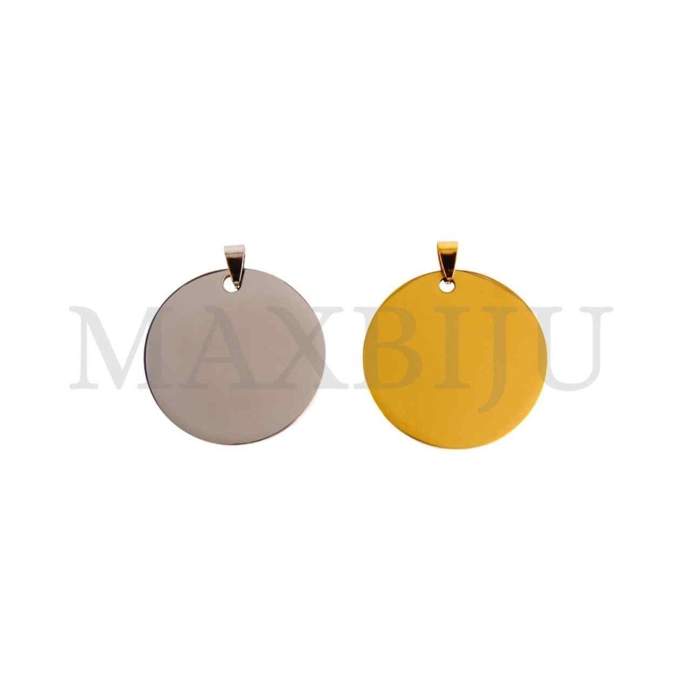 Stainless Steel Round Medal Pendant 15mm