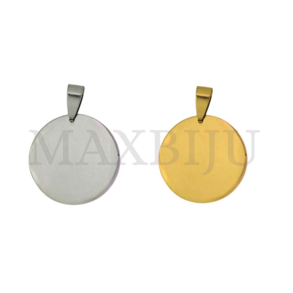 Stainless Steel Round Medal Pendant 25mm