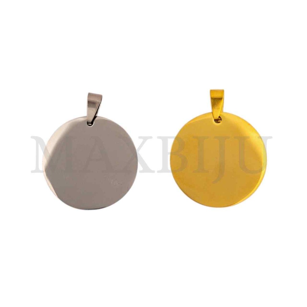 Stainless Steel Round Medal Pendant 30mm