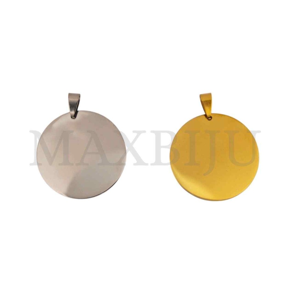 Stainless Steel Round Medal Pendant 35mm