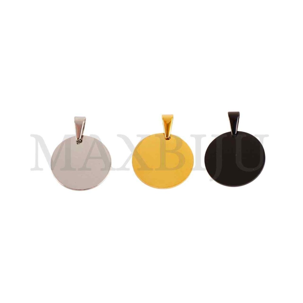 Stainless Steel Round Medal Pendant 25mm