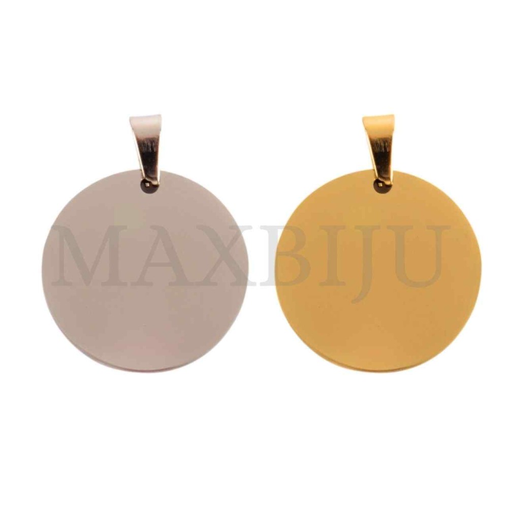 Stainless Steel Round Medal Pendant 25mm