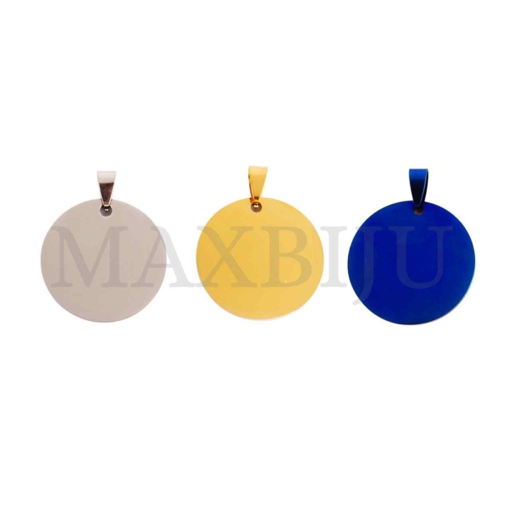 Stainless Steel Round Medal Pendant 30mm