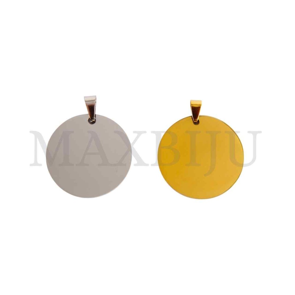 Stainless Steel Round Medal Pendant 35mm
