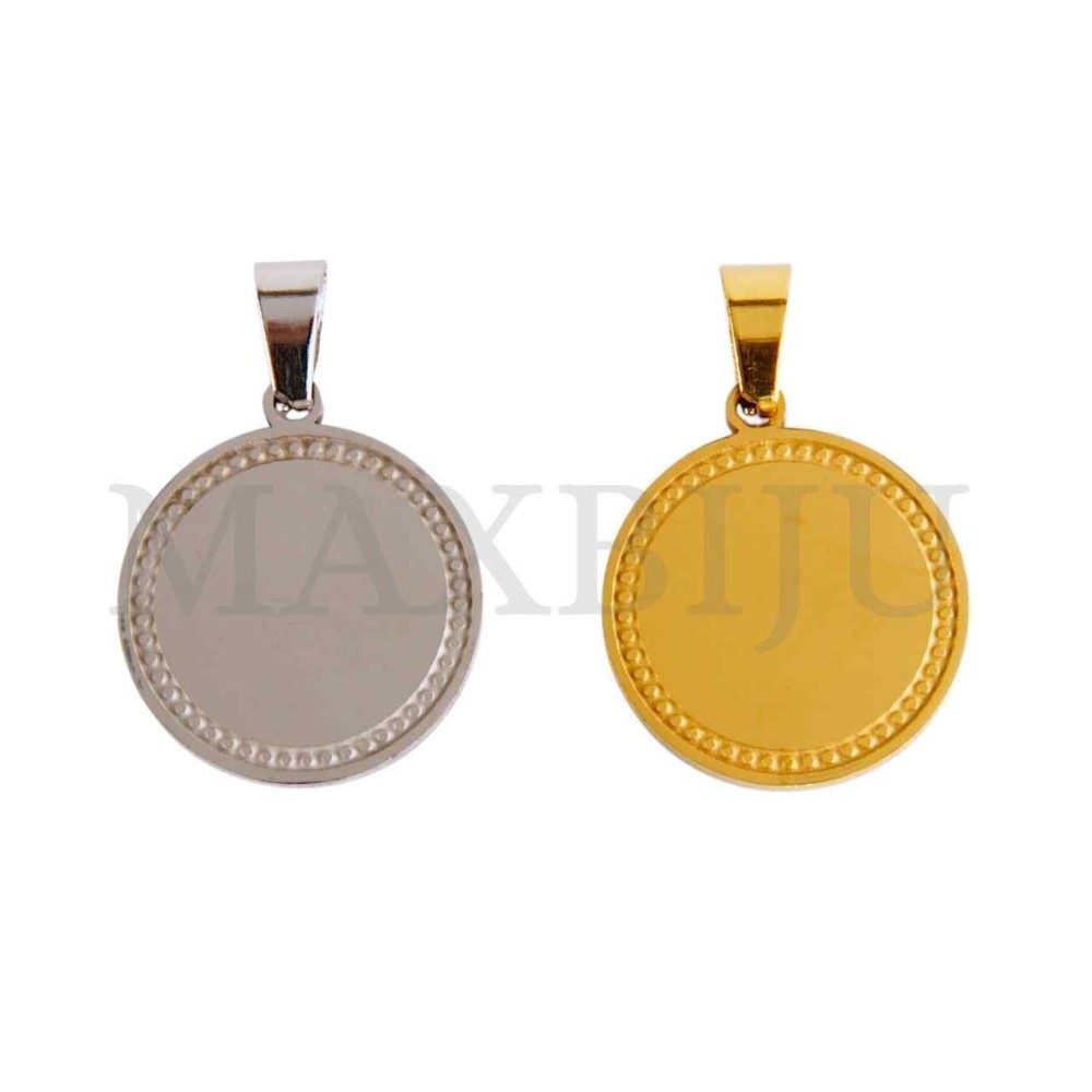 Stainless Steel Round Medal Pendant 25mm
