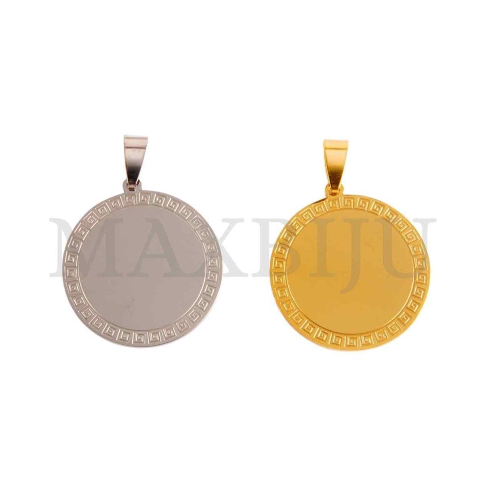 Stainless Steel Round Medal Pendant 30mm
