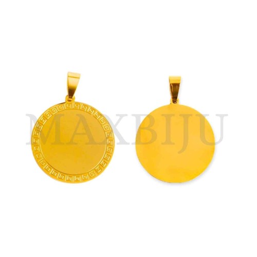 Stainless Steel Round Medal Pendant 30mm