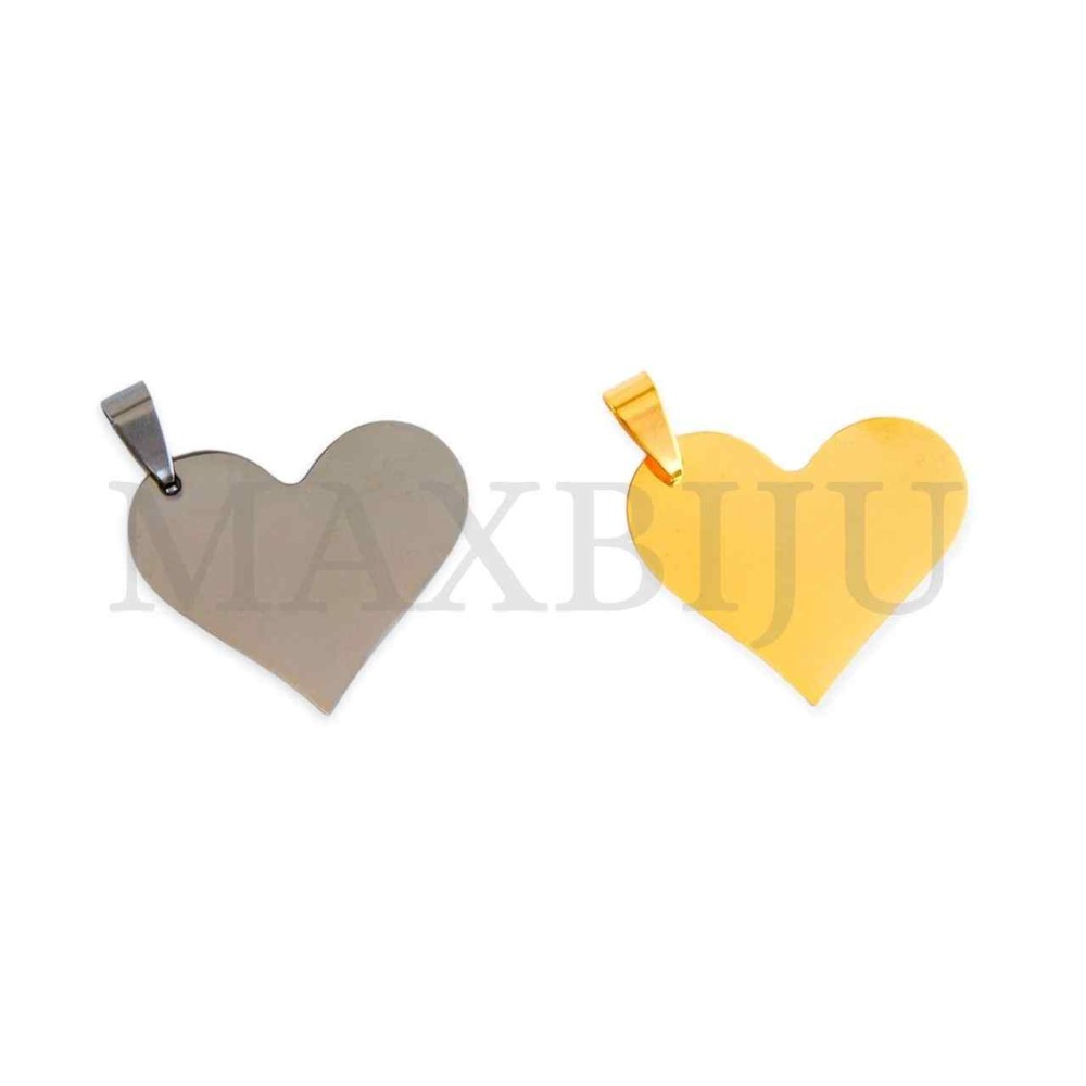 Stainless Steel Heart Medal Pendant 31x26mm