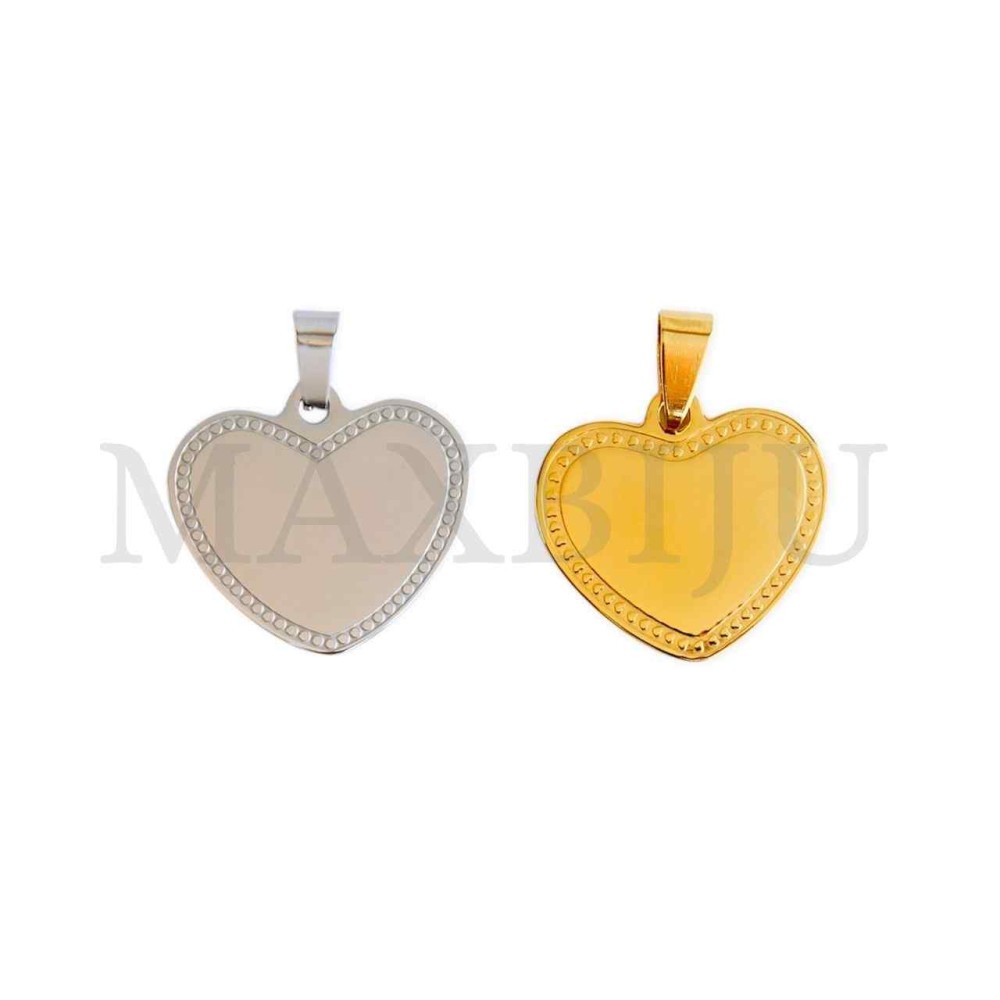 Stainless Steel Heart Medal Pendant 25x21mm